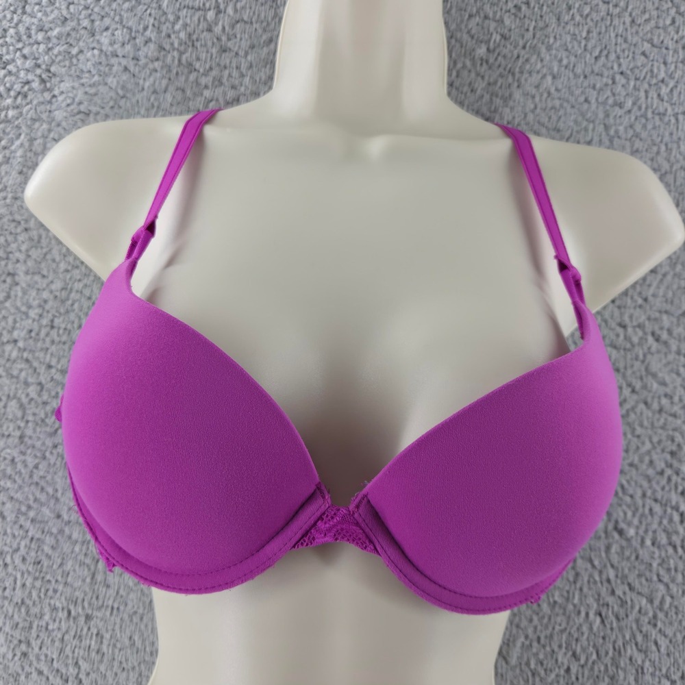 Soma Embraceable Enchanting Lace Push Up Bra Purple 36A Underwire Racerback